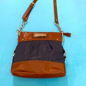 CHAPS versatile vintage blue & brown TOP QUALITY LEATHER crossbody bag/purse!